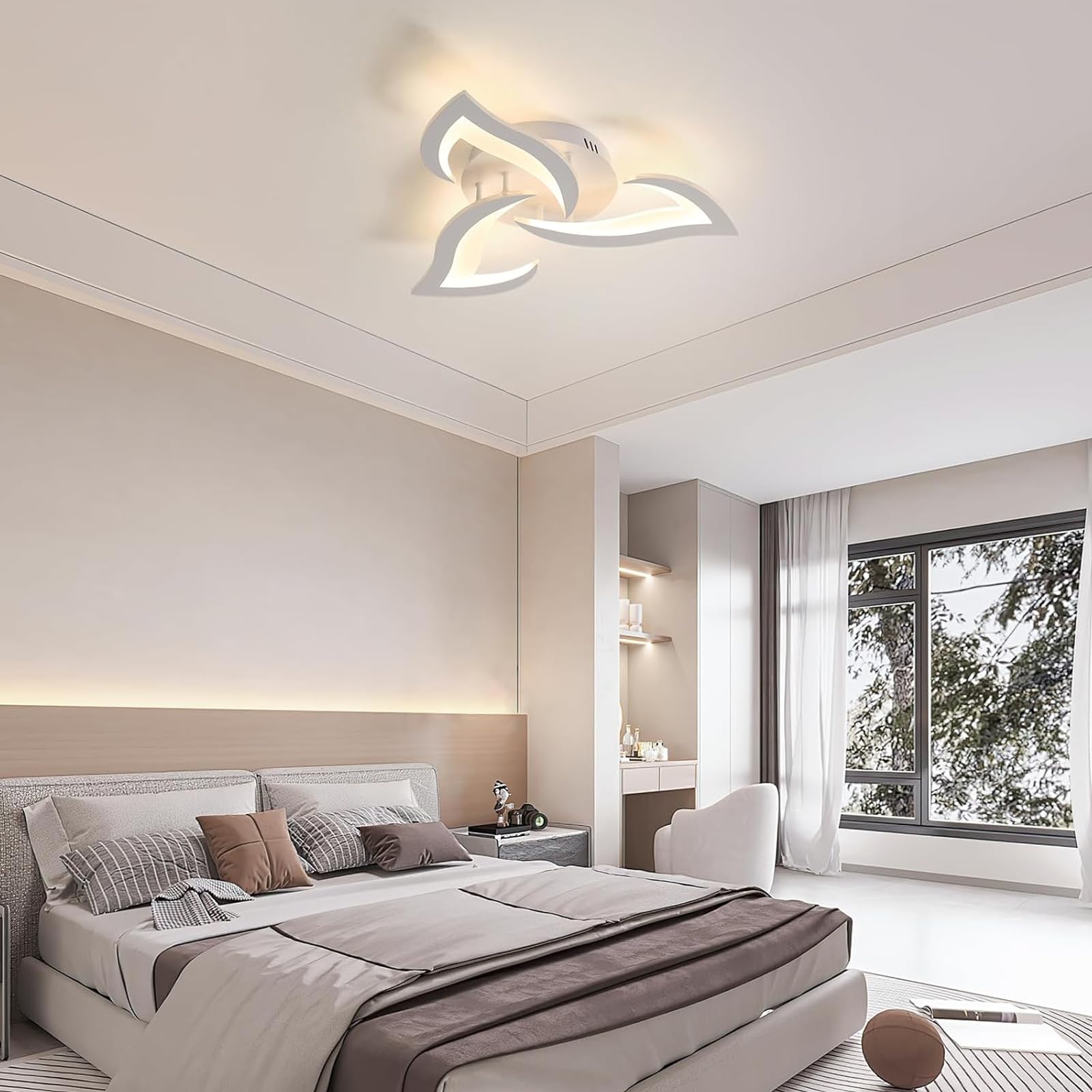 Comely Lámpara de Techo LED 36 W – Diseño Flor Blanca 52 cm – Luz Cálida 3000 K – Moderna para Salón, Dormitorio y Cocina