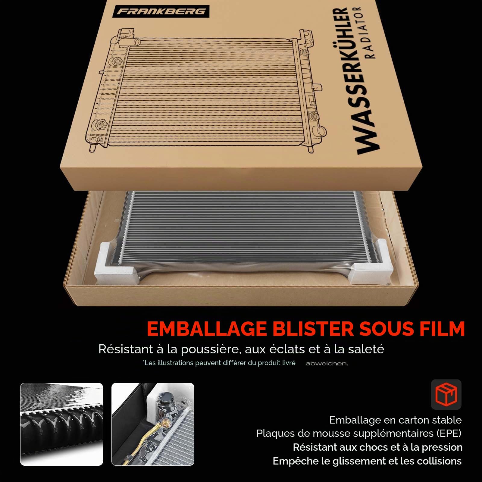 Frankberg Radiateur, refroidisseur d'eau, refroidisseur de moteur