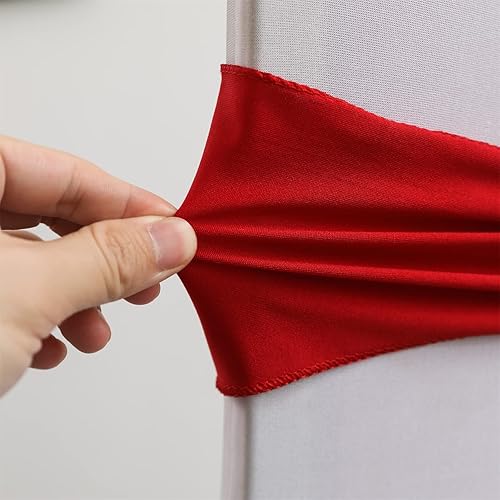 Miniatura 32 de Bandas elásticas de elastano para silla, 50 unidades, lazos con hebilla deslizante, decoración de bodas, fiestas, recepciones, banquetes (amarillo)
