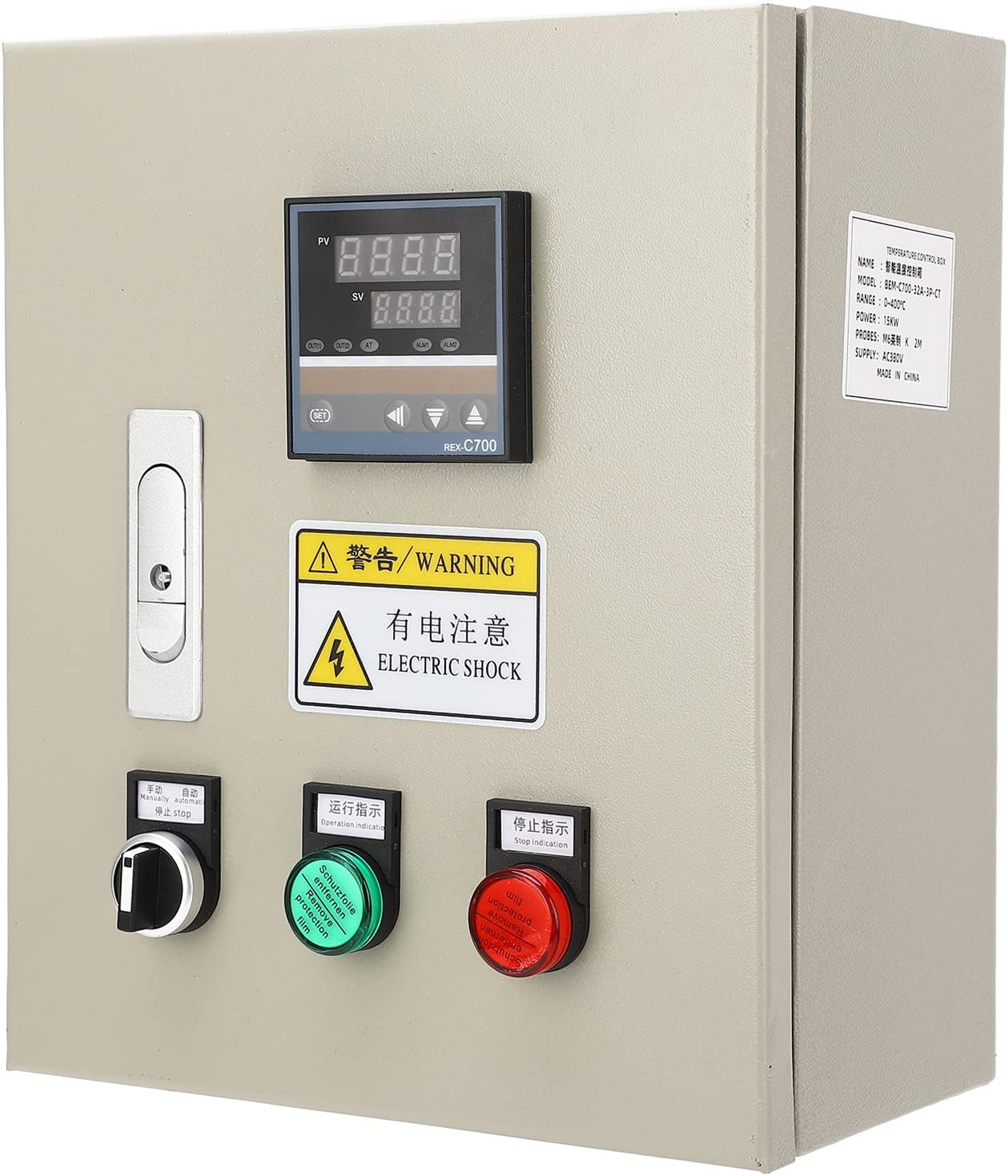 Pid Temperature Controller, Pid Temperature Controller Kit Pid Controller with K Thermocouple 380VAC 3 Phase 15KW Digital Tat Control Box 0‑400℃ for Home Brewing Oven Incubator