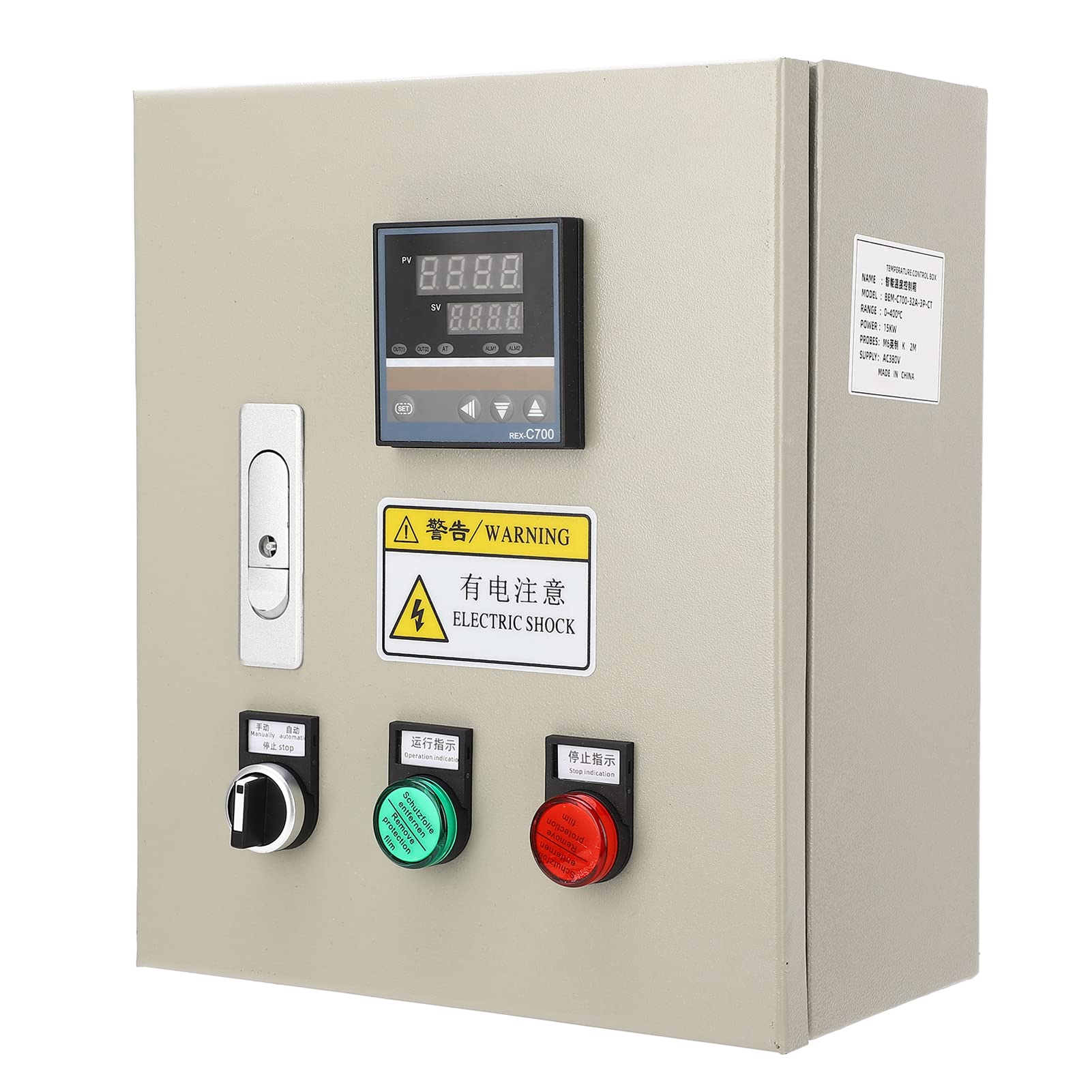 KIMISS Controlador de Temperatura PID con Termopar K, Caja de Control de Termostato Digital para Aplicaciones Industriales, 380VAC, Potencia 15KW