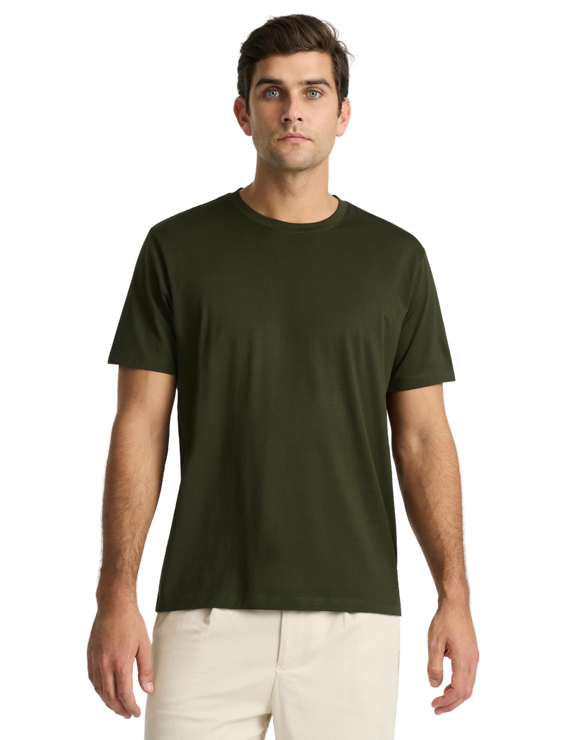 Mens Supima Mercerised Cotton T-Shirt USA-Grown Cotton Luxury Finish Crew Neck Short Sleeve Structured Fit