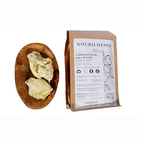 Nourichesse Manteca de karité marfil sin refinar - Bloque de 1 libra (16 onzas), manteca de karité cruda 100% pura