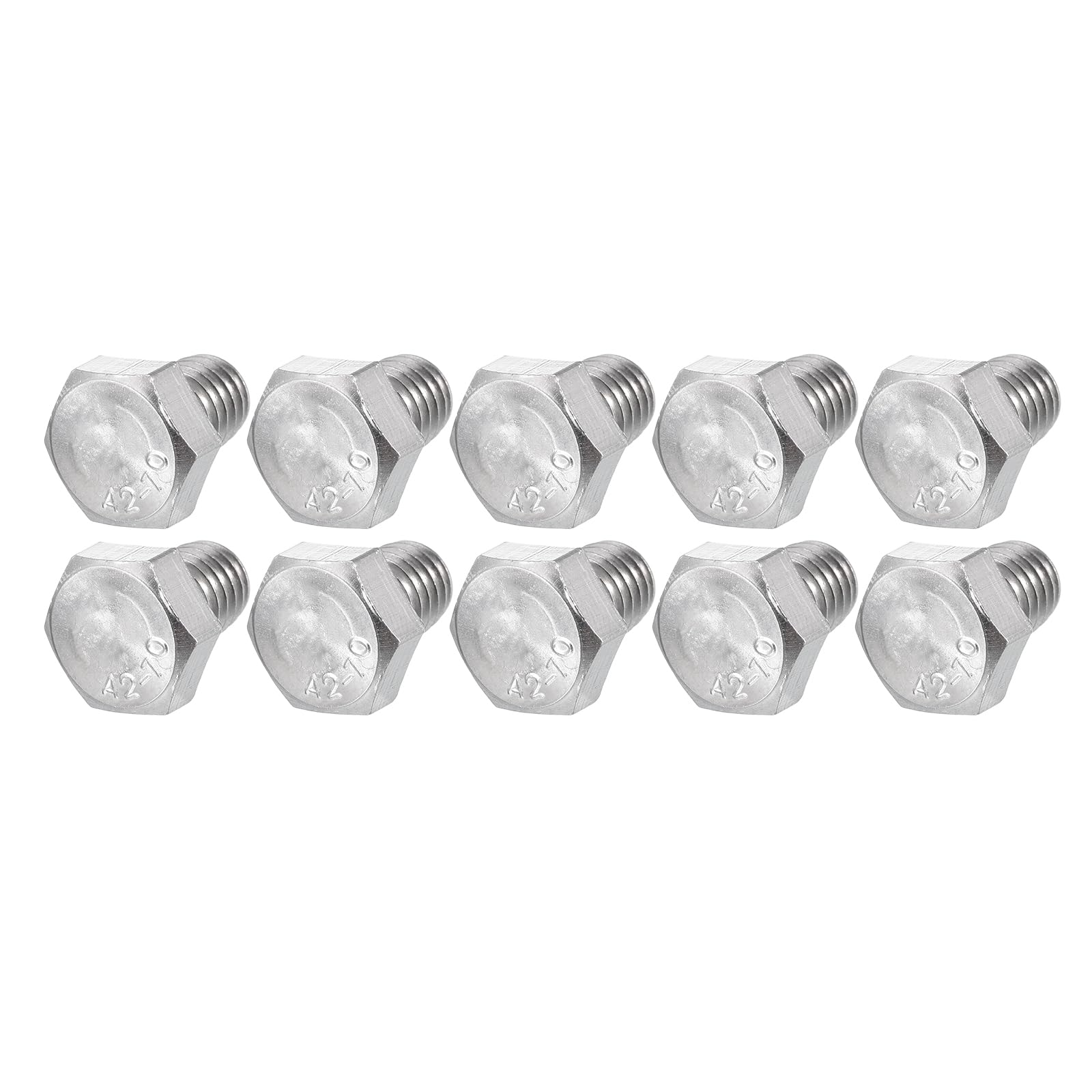 METALLIXITY Hex Bolts (M8-1.25x10mm) 10Pcs, 304 Stainless Steel Coarse Fully Threaded Hex Head Screw Bolt Machine Screws