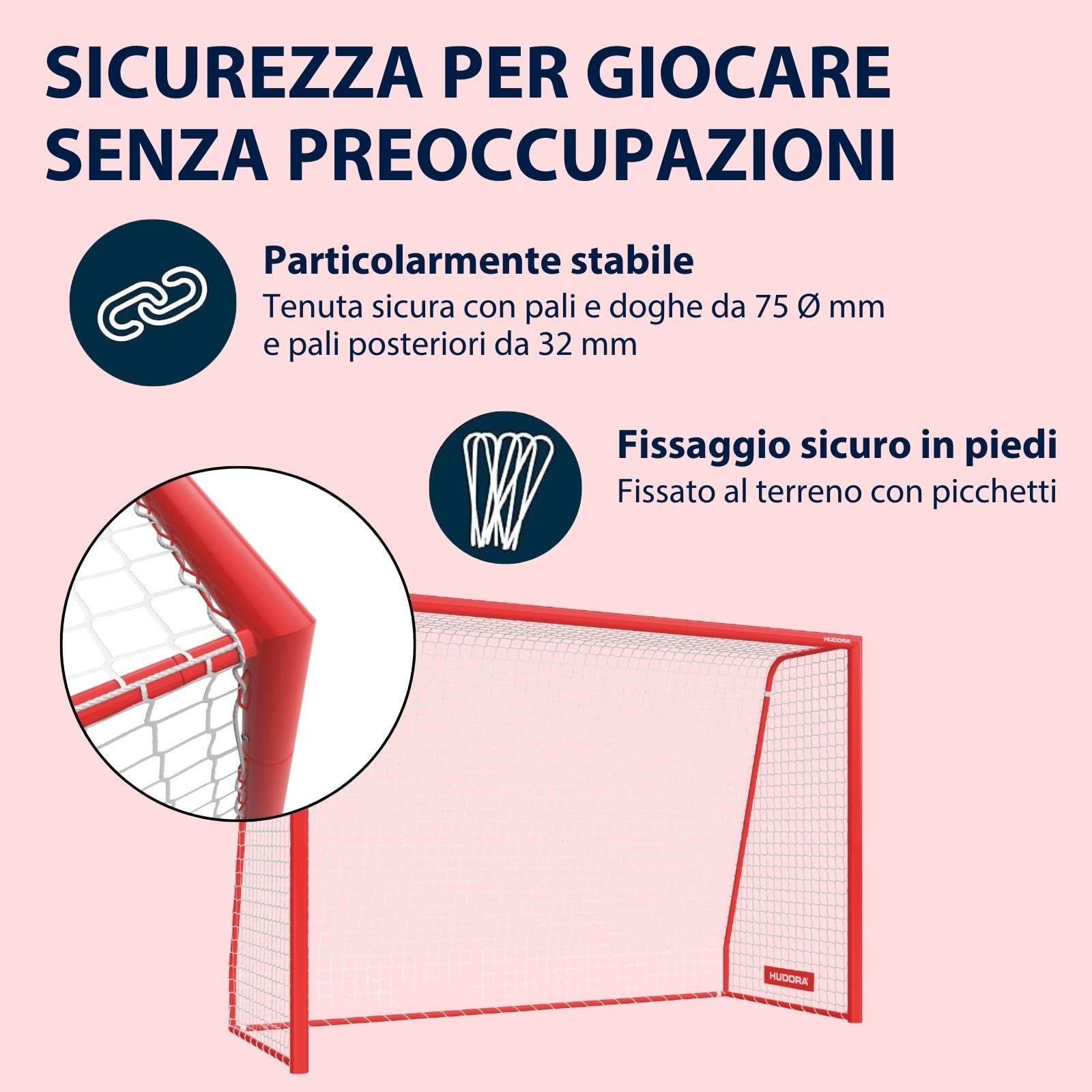 HUDORA Porta da calcio Expert – grande porta da calcio per bambini e adulti – resistente alle intemperie e stabile con rete a maglie strette – parete di alta qualità per il tempo libero e