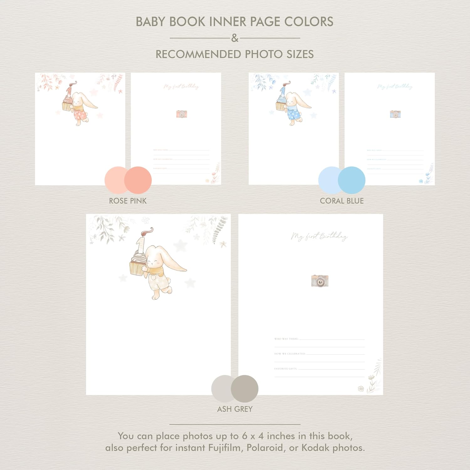 Limited, Designed at Arcoalbum Bunny Edition Baby Memory Book | First 5 Years Photo Album | Modern Baby Shower Photobook | The Story of You Keepsake | First Year Personalized Baby Photoalbum