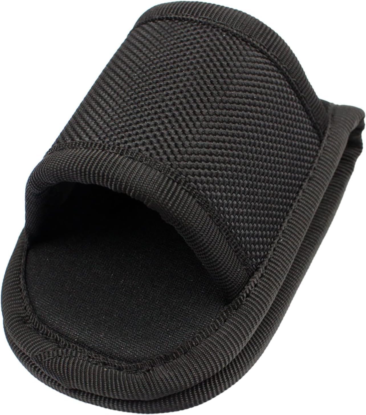 Black Open Top D Cell Compact Light Holder PU Leather Duty Belt Nylon Weave Flashlight Pouch Duty Belt Accessories D Cell Light Holders Flashlight Holder Belt Clip Flashlight Pouch Holder