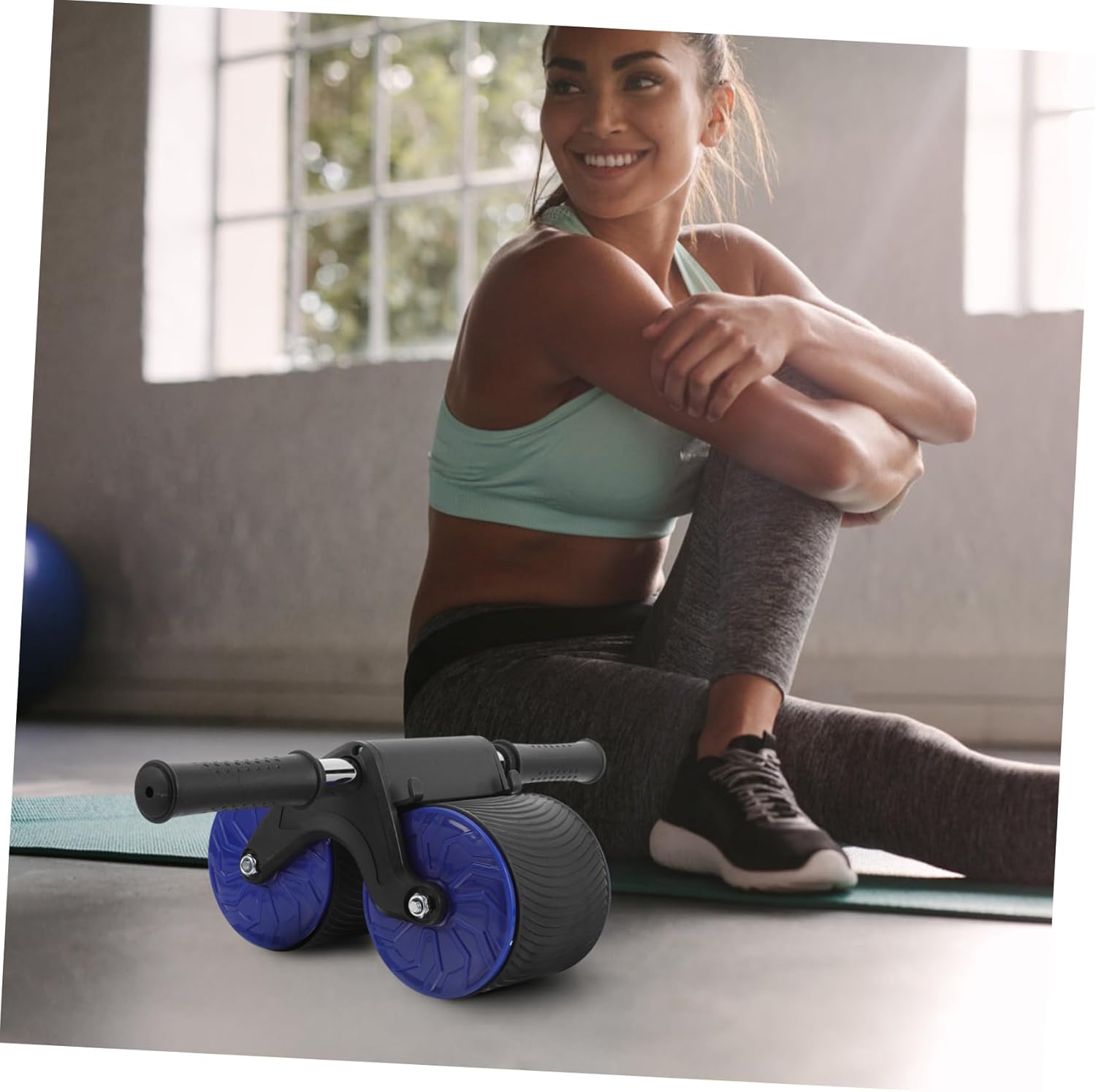 1set Two-wheel Abdominal Roller for Core Strength Training Multifunctional Fitness Equipment Knee Pad Home Workout Tool for Belly and Abdominal Exercises