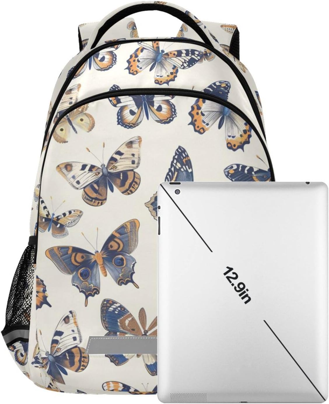 senya Travel Backpack Carry On Bookbags Butterflies with Pattern Bagpack with Reflective Strip and Mesh Side Pockets