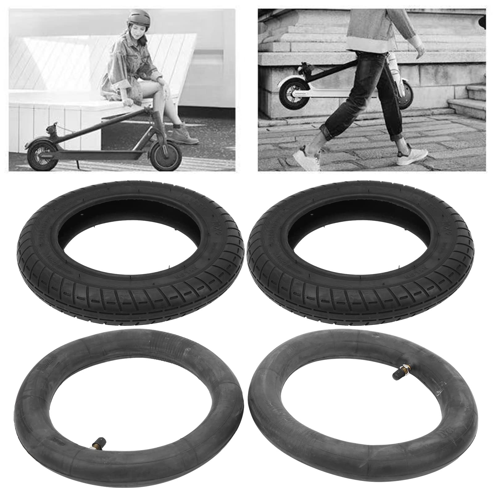 10in Cover Tyre Inner Tube Heighten Set Reliable Replace Scooter Tyre Spare Tyre Replacement Improve Performance for M365 Scooter