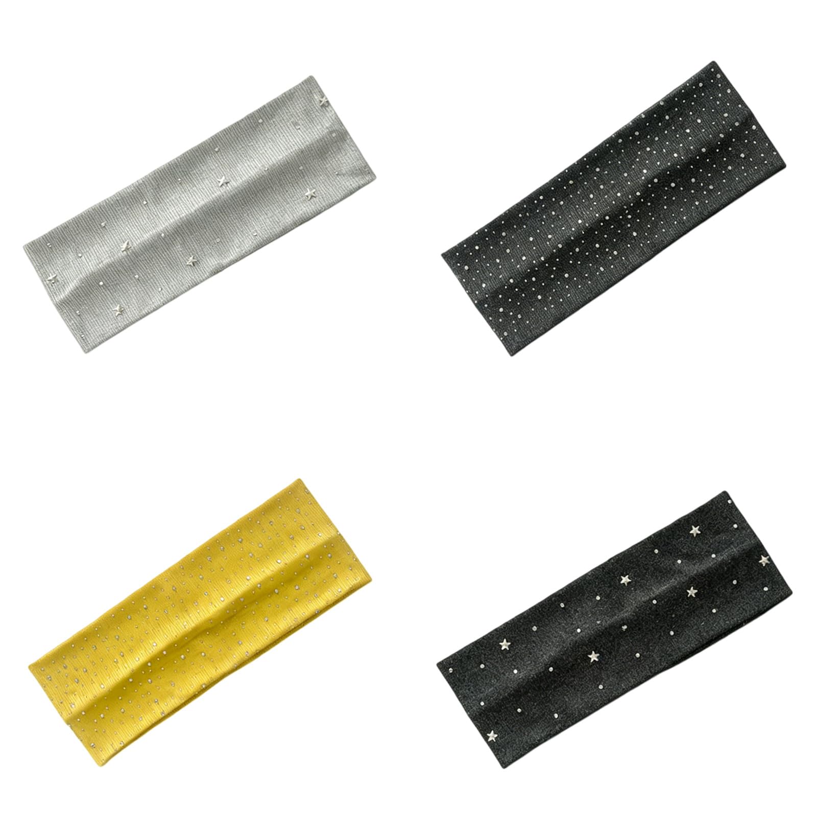 CYUCHENC wide headband 4 Pack Hot Rhinestone Starry Sports Solid Color Pit Strip Elastic Head Scarf Wide-brimmed Yoga Hairband Headband-1-four