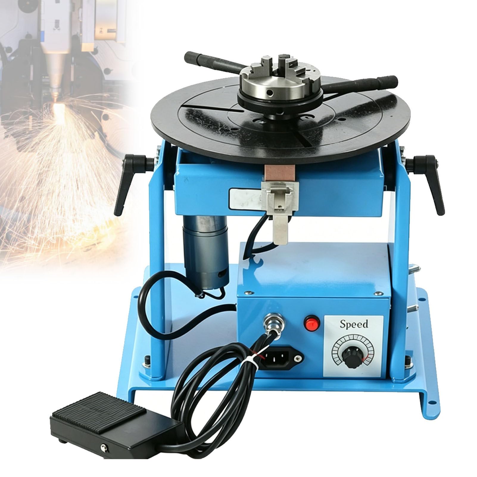 Pfps Multicolor Rotary Welding Positioner Turntable 10Kg, With 65/80Mm Chuck, Adjustable Speed 2-20 Rpm, Compact Welder Machine For Metal Fabrication 80Mmchuck