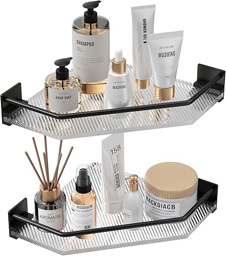 Miniatura 8 de Estantes flotantes de acrílico para baño, juego de 2, estantes montados en la pared adecuados para lavabo, cocina, lavandería, granja, para Blanco