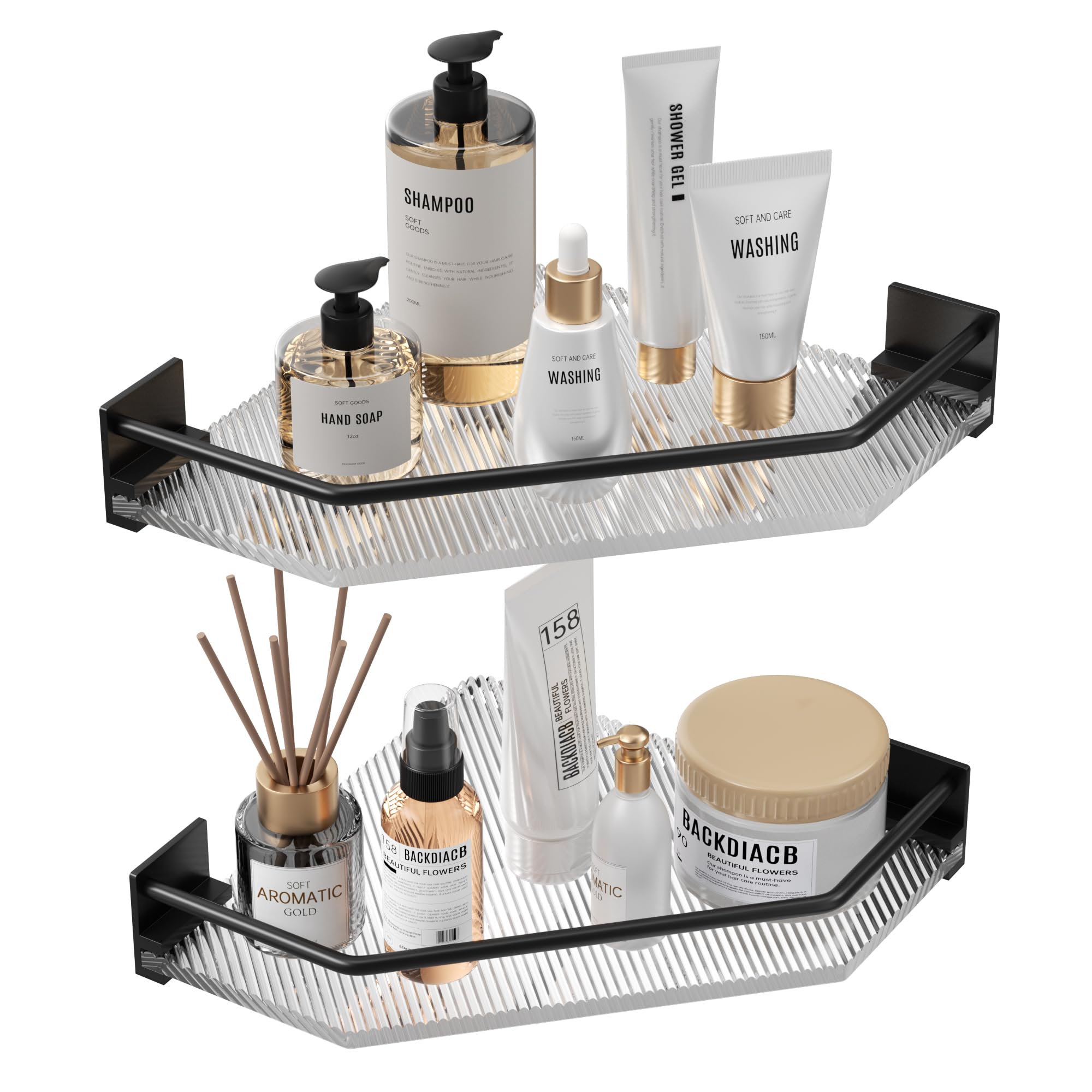 IBOFYY Acrylic Corner Bathroom Counter Organizer - 2 Tier Countertop Storage Shelves for Dresser Kitchen Laundry Dorm Room