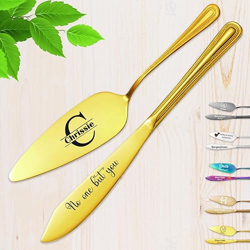 Miniatura 17 de Juego personalizado de corte de tartas grabado personalizado para boda, boda, aniversario, cumpleaños, compromiso, Navidad, regalo del día de San