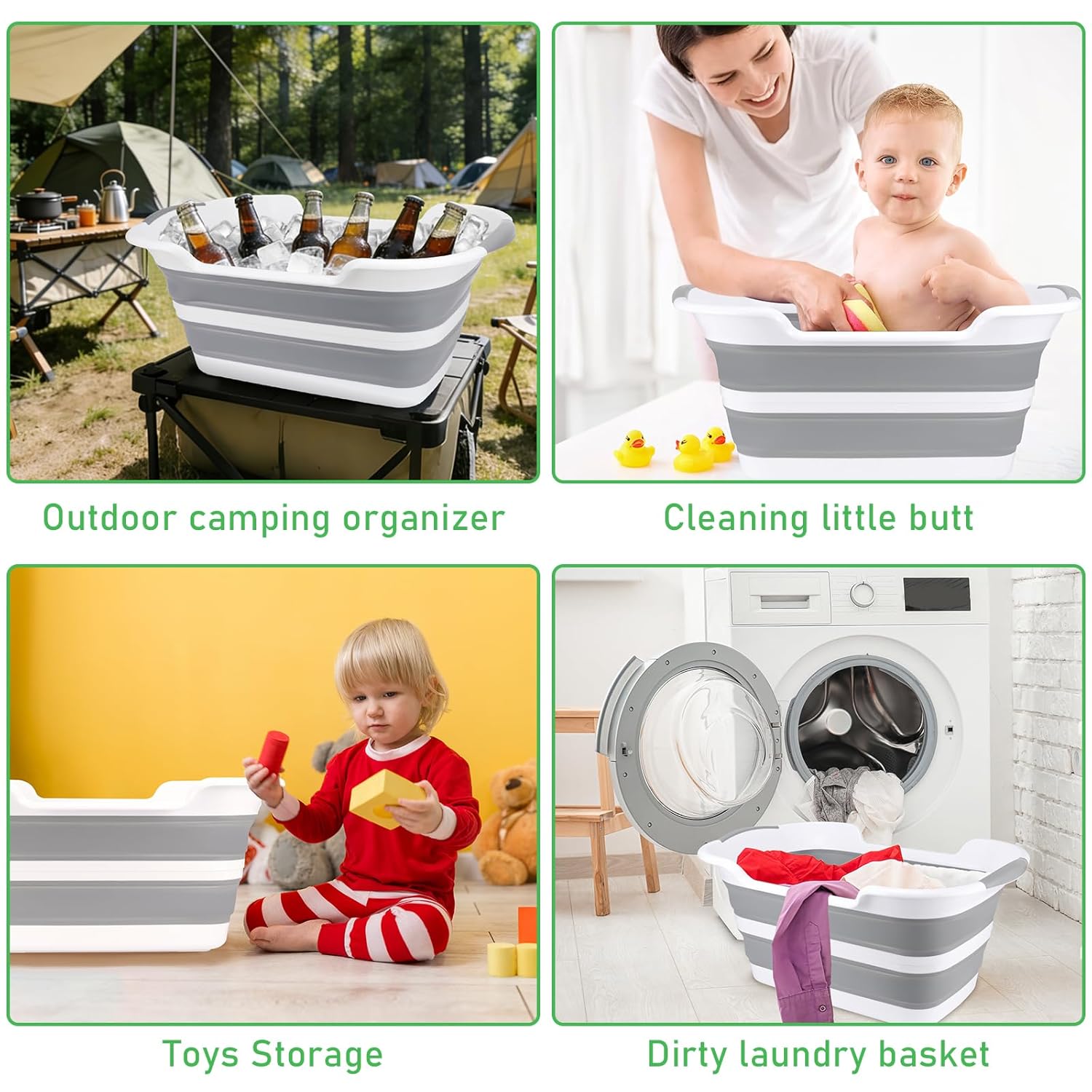 ddLUCK Multi-Functional Collapsible Dog Bathtub with Drainage Hole, Portable Foldable Small Pets Bathtub, Washing Tub Bathing Tub for Puppy Small Dogs Cats (Gray)