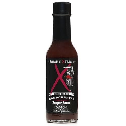 Salsa picante Elijah's Xtreme Carolina Reaper, una deliciosa mezcla de cerezas negras, arándanos, kentucky Bourbon y Carolina Reaper Peppers Todo