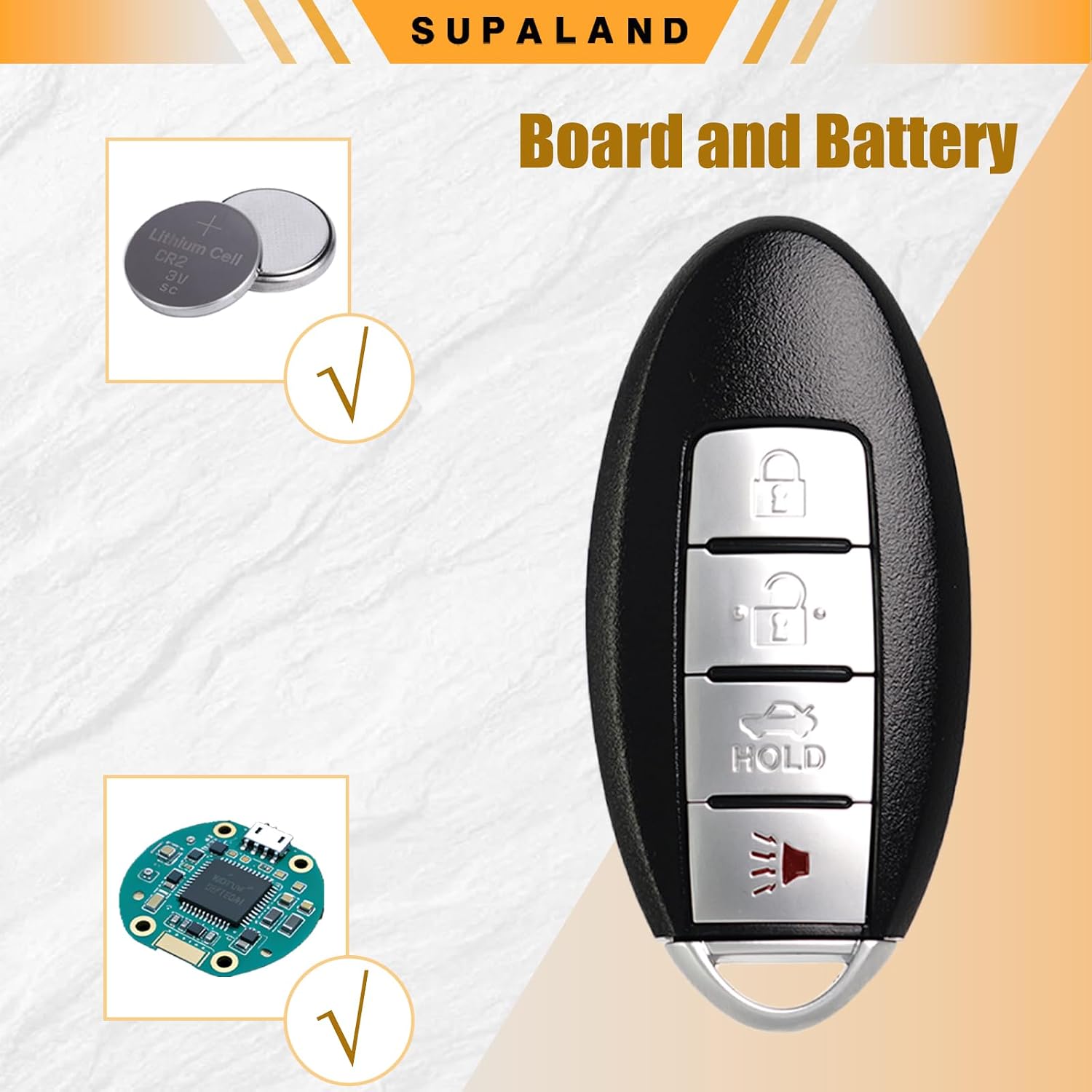 SUPALAND Key Fob Replacement Fits for Nissan Altima 2007-2013 / Maxima Murano 370Z 2009-2014 / Infiniti G35 G37 EX35 FX35 FX37 Q70 Keyless Entry Remote Control Smart Key Fobs KR55WK48903 KR55WK49622 image 5