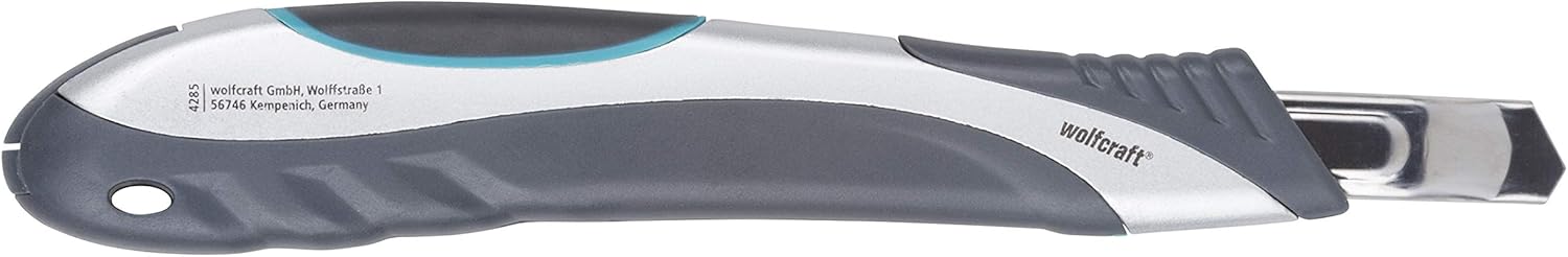 WOLFCRAFT 4285000 (L) cúter profesional doble hoja, con función opcional de seguridad y bloqueo automático, incl. 1 cuchilla separable PACK 1