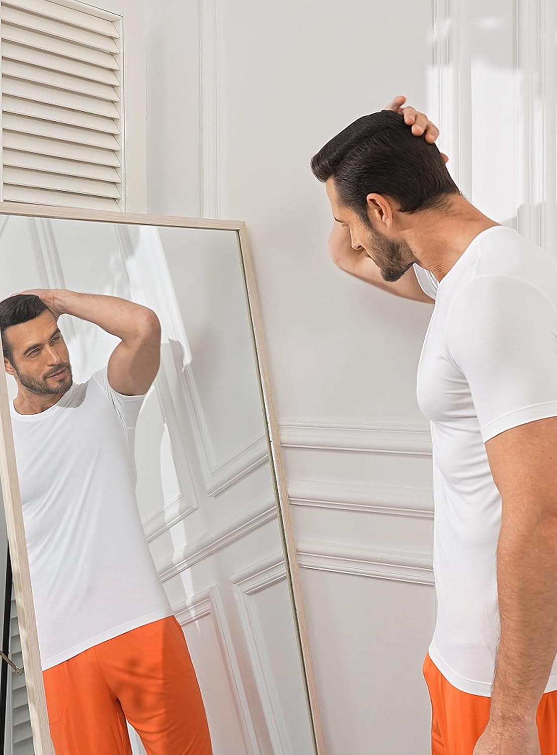 COLORFULLEAF Men's Undershirts Bamboo Rayon Short Sleeve Crewneck/V-Neck Tees Slim-fit T-Shirts 3 or 5 Pack - Image 7