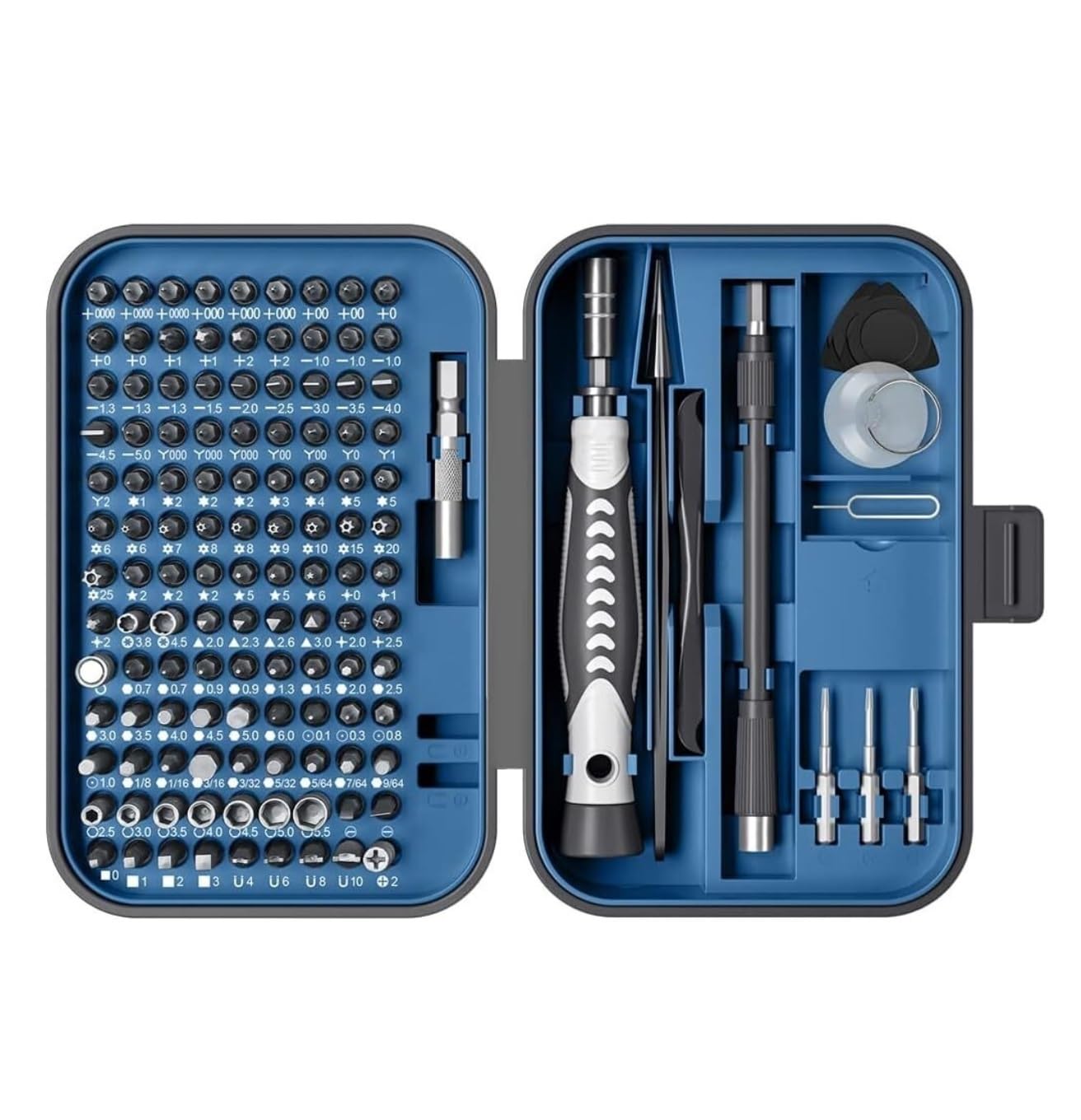 Kit Herramientas Juegos De Puntas Destornillador 130 En 1 Punta Ranurado Torx Hexagonal con Caja Herramientas para Computadora Portátil Electrónica Caja Hogar(Blue)