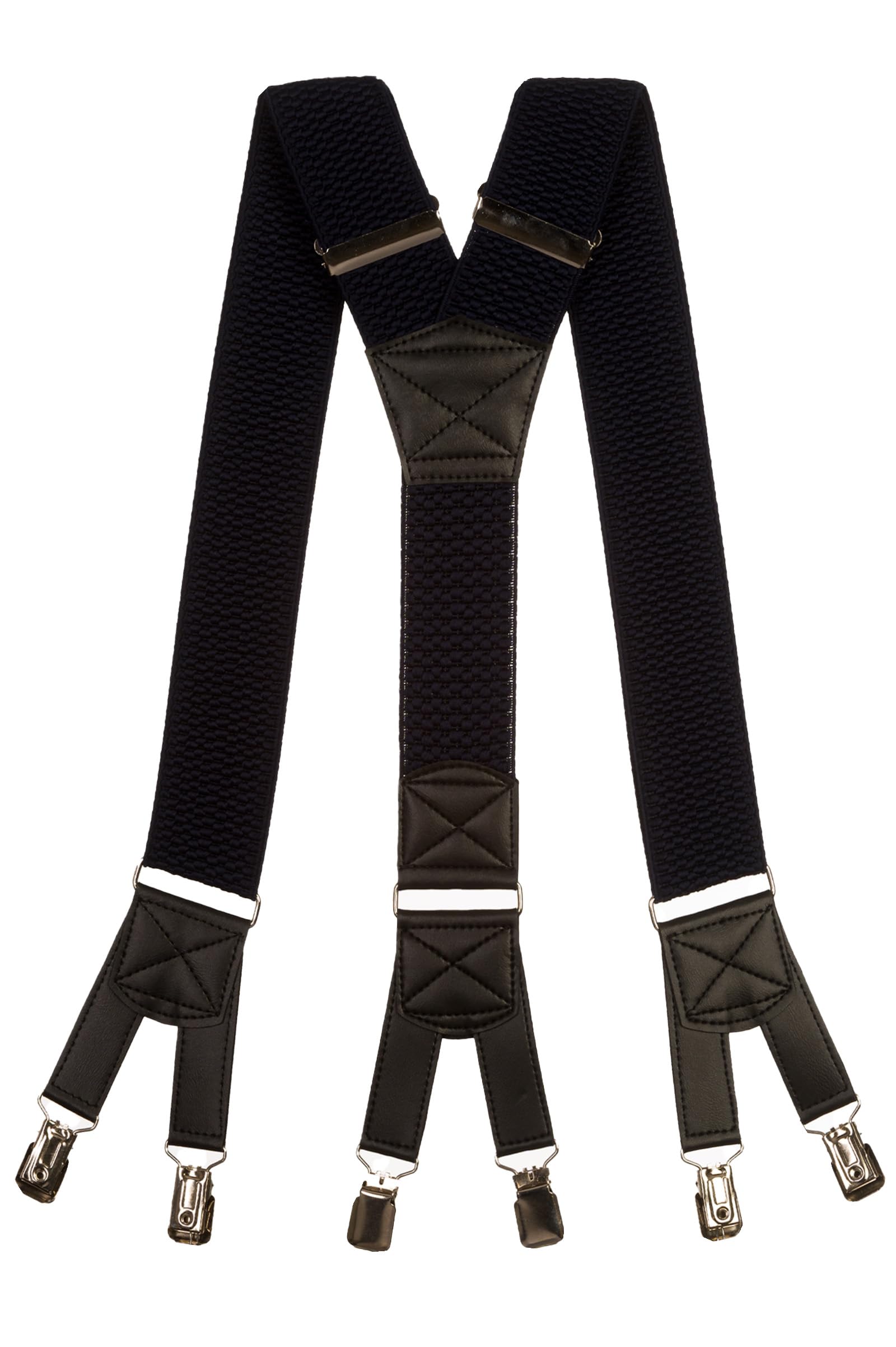Olata Men's Six Clip Heavy Duty Extra Wide Y-Shape Braces/Suspenders - 5cm. Navy Blue