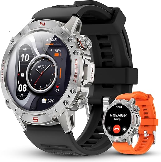WalkerFit Rugged Smart Watch for Men- Answer/Dial Call, 30M Waterproof Fitness Watch with Health Monitor, 170 Sport Mode, ...