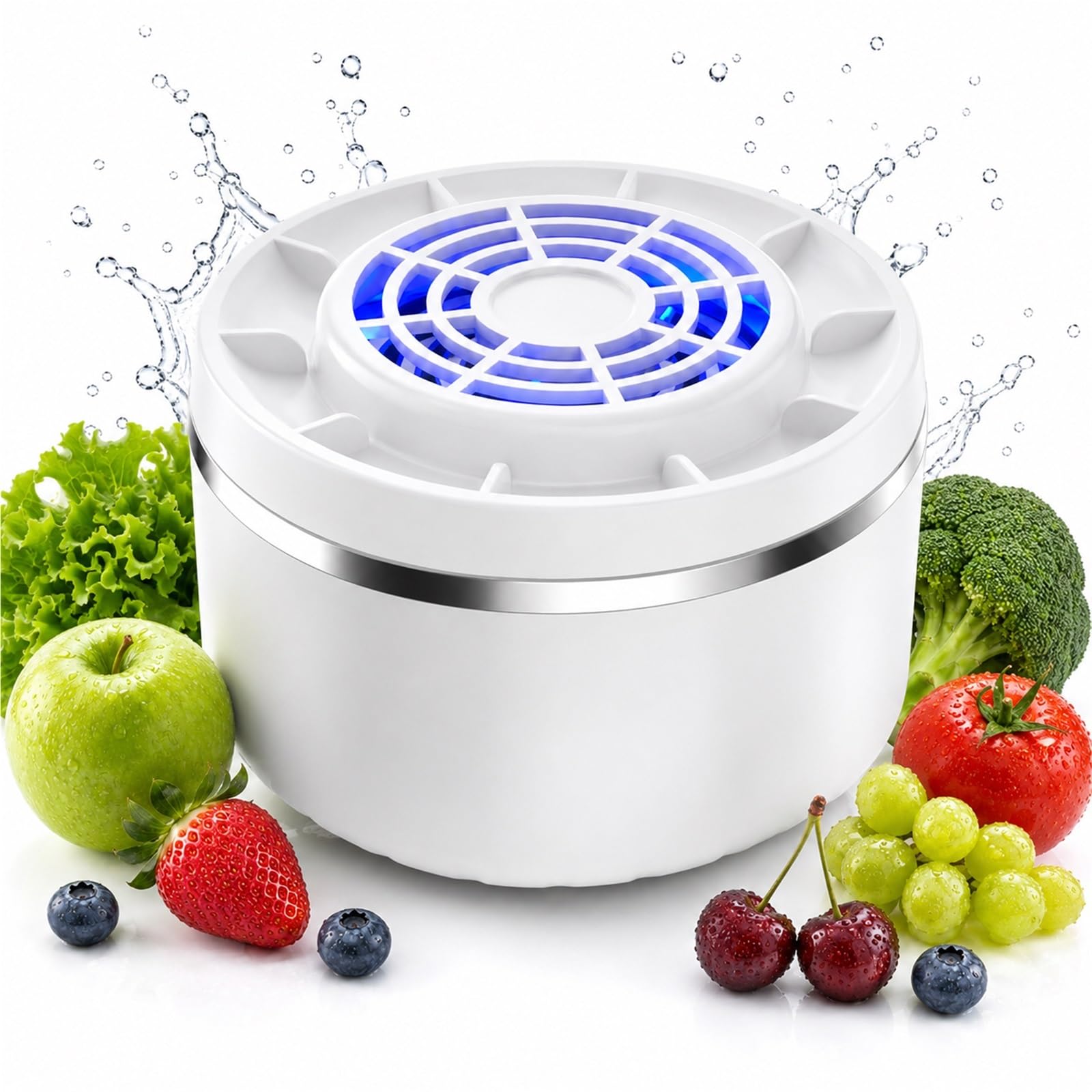 Portable Fruit and Vegetable Washing Machine with Hydro Ion Tech IPX7 Waterproof USB Rechargeable Produce Purifier for Deep Cleaning Pesticides and Wax from Veg