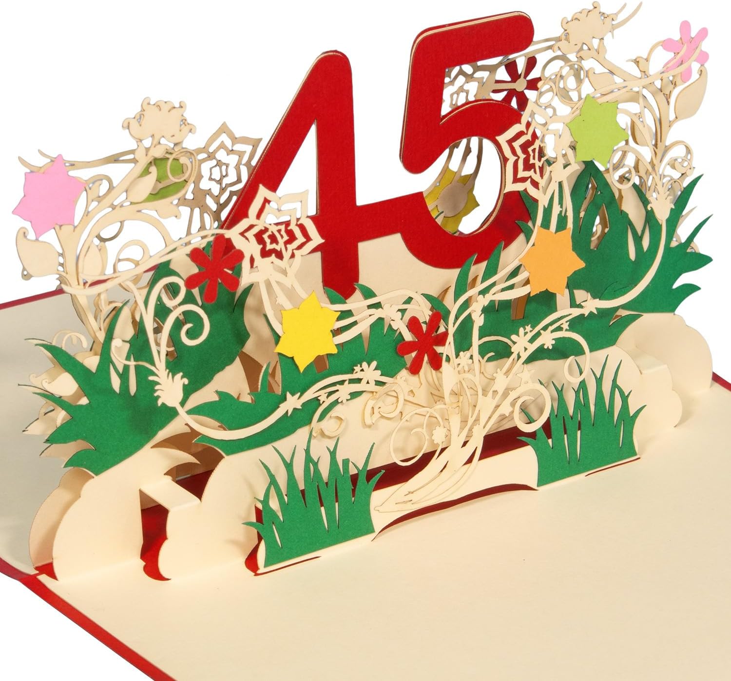 Biglietto Di Compleanno 3D Pop-up Con Numero 100 E Fiori, Con Busta E Bigliettino, 18x13 Cm