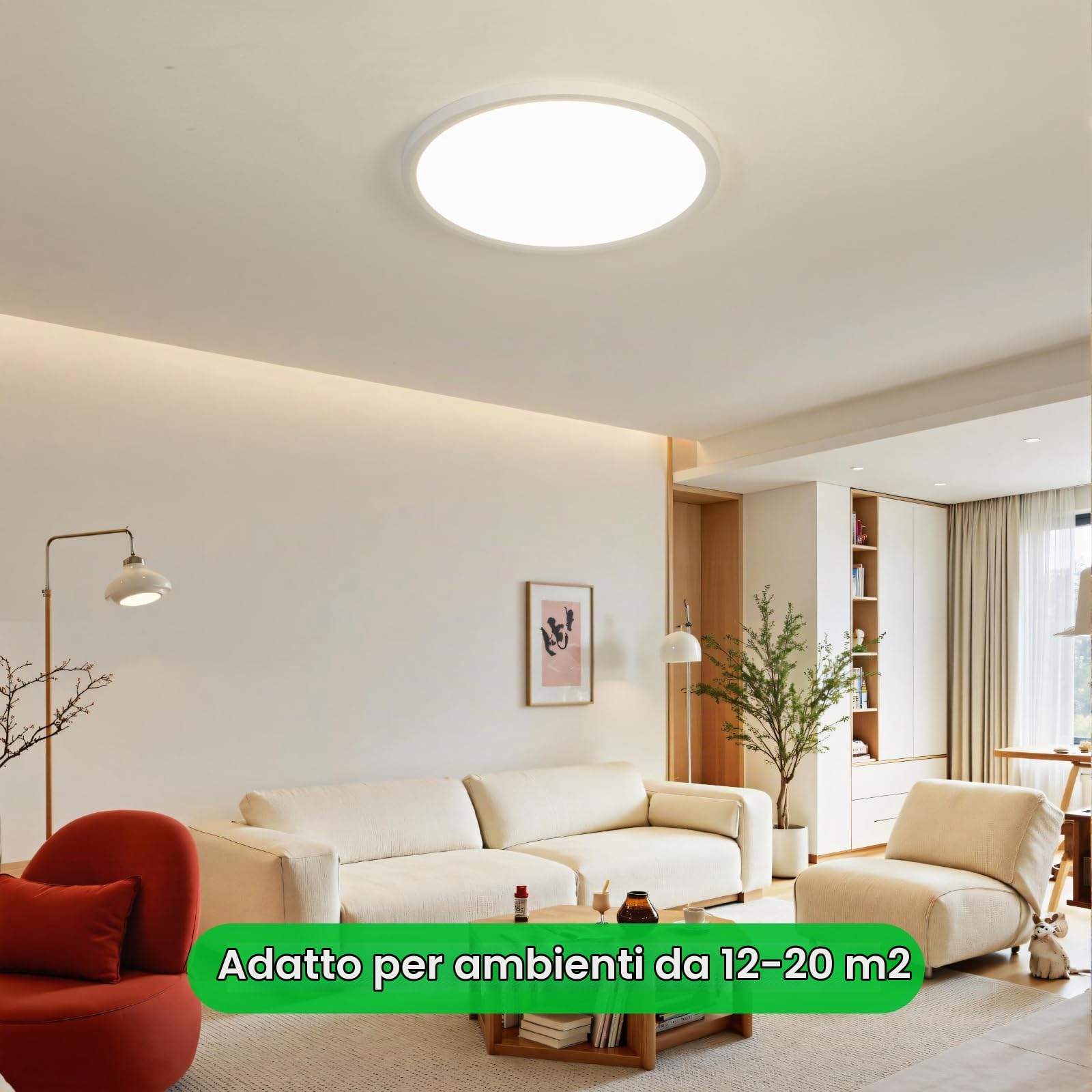 OTREN Plafoniera LED Soffitto Dimmerabile 52W 50CM Lampadario con Telecomando, Modalità Notturna e Memoria, 3000K–6500K, IP44 Impermeabile per Camera da Letto, Cucina e Bagno