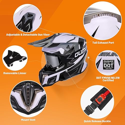 Miniatura 4 de Casco de motocross para adultos con gafas, guantes y máscara ajustable, visera solar, casco para adultos, todoterreno, motocross, descenso,
