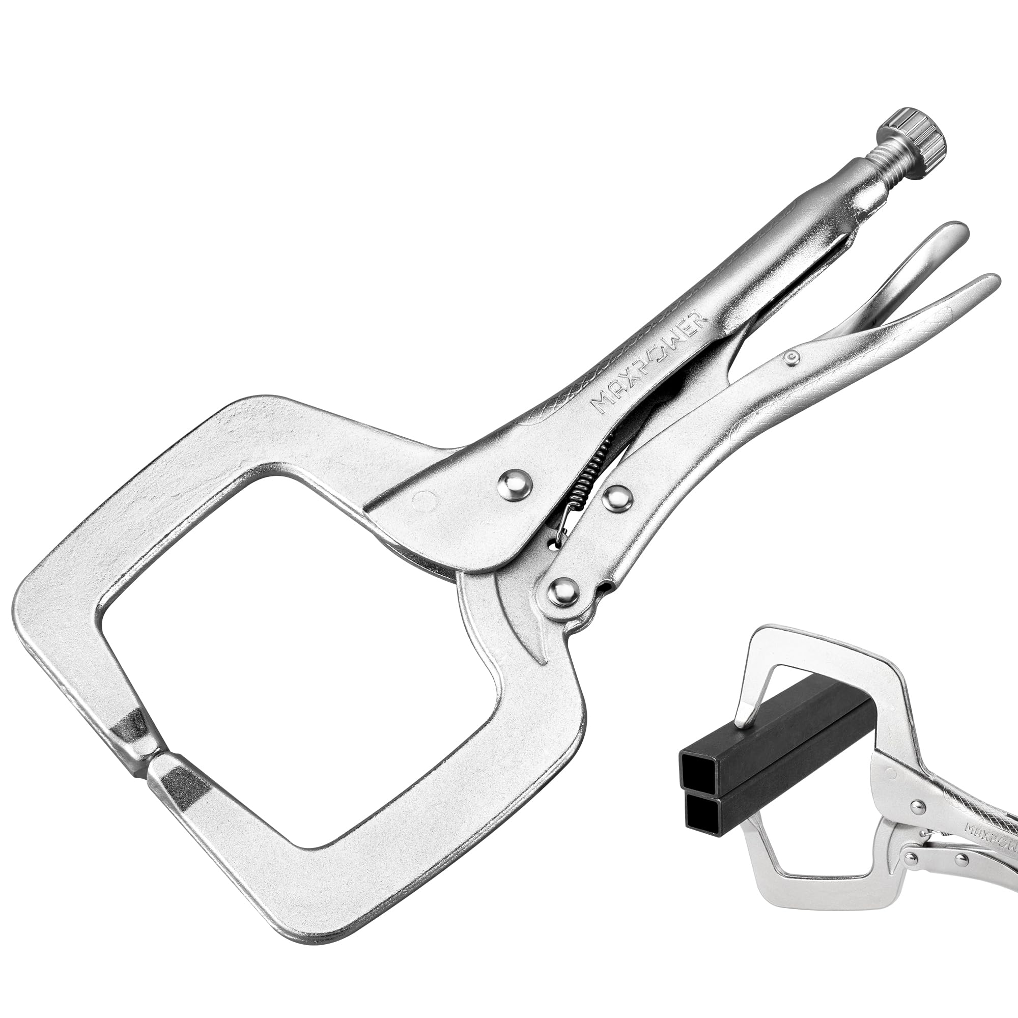 MAXPOWER 11-inch Locking C Clamp, Heavy Duty C-Clamp Locking Pliers with Regular Tips for Welding