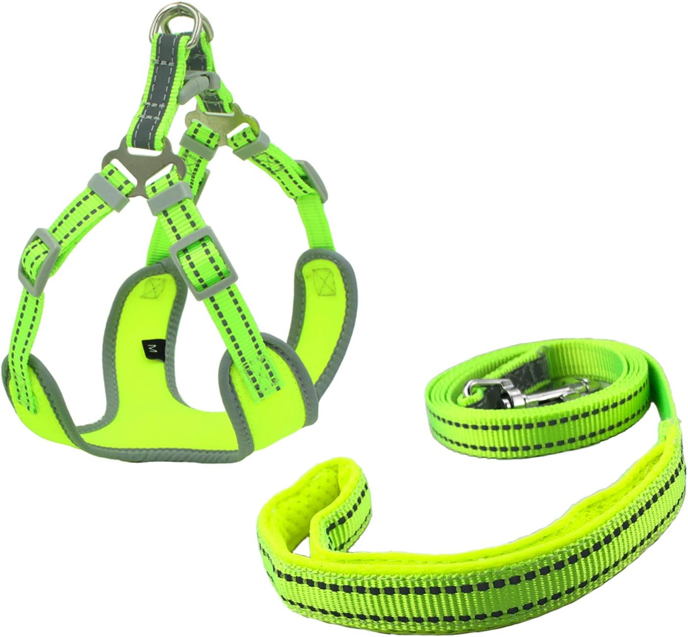 Newtensina Mesh Dog Harness Breathable Puppy Harness with Polyester Reflective Webbing - Green - M