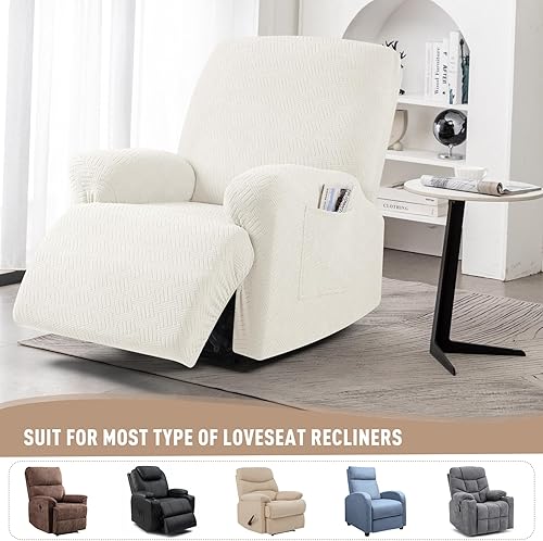 Miniatura 5 de KinCam Fundas reclinables, fundas elásticas para sillas reclinables, fundas para sofá reclinable, fundas de sofá reclinable a rayas, fundas