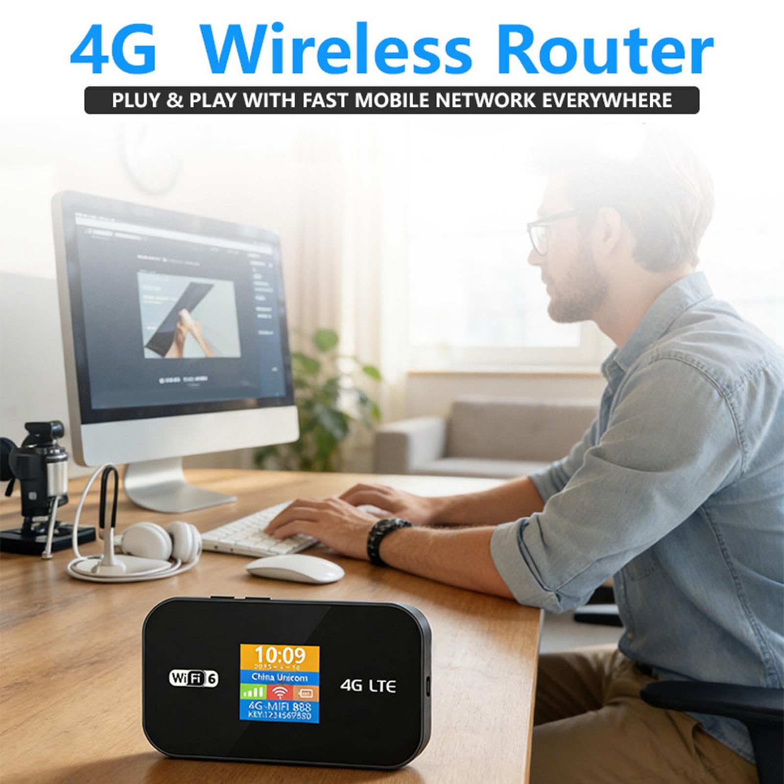 4G Travel Hotspot Router Lightweight LTE Wireless Connection for Family