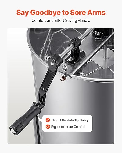 Miniatura 37 de VEVOR Extractor de miel, extracción manual de apicultura de acero inoxidable de 2/4 marcos, tambor giratorio de panal con tapa transparente,