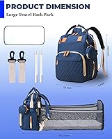 Vista 3 de Bolsa de pañales con cambiador, mochila de pañales 3 en 1 para bebé, Azul