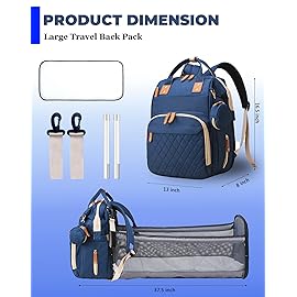 Lamroro Diaper Bag with Changing Station, Waterproof 3 in 1 Baby Diaper Backpack with Foldable Changing Pad, Large Travel Back Pack for Baby Girl Boy, Baby essentials, Blue