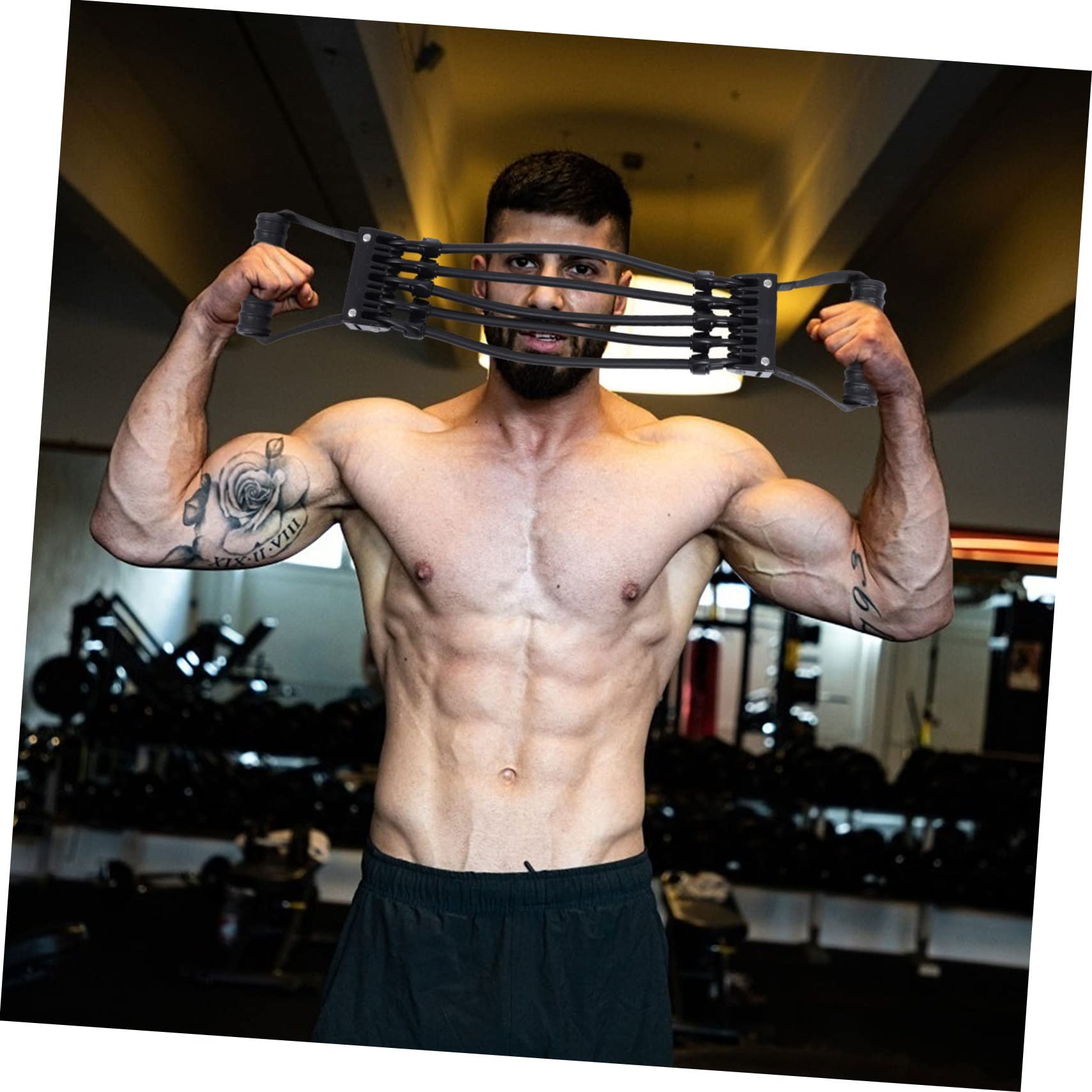 BESTonZON Widerstandsband Brusttrainer Kreativer Fitness Expander für Zuhause Schwarz für Krafttraining und Fitnessanwendungen
