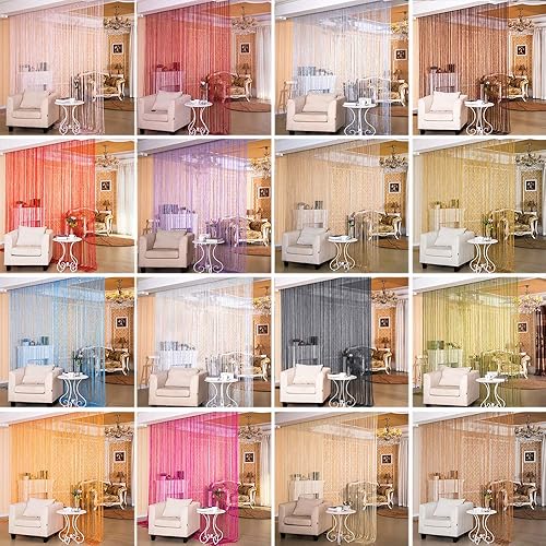 Miniatura 5 de Cortinas decorativas para puerta, panel de pared, borlas, persianas divisoras de habitación para bodas, fiestas, restaurantes y hogar (blanco, 39.4