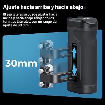 SMALLRIG Kit de Mango Lateral Mini Ligero - Roscas 1 4 20 y Pinza NATO, Capacidad 10kg 22lb, Empuñadura Ergonómica Ajustable Arriba Abajo para Mano Izquierda o Derecha - 5532