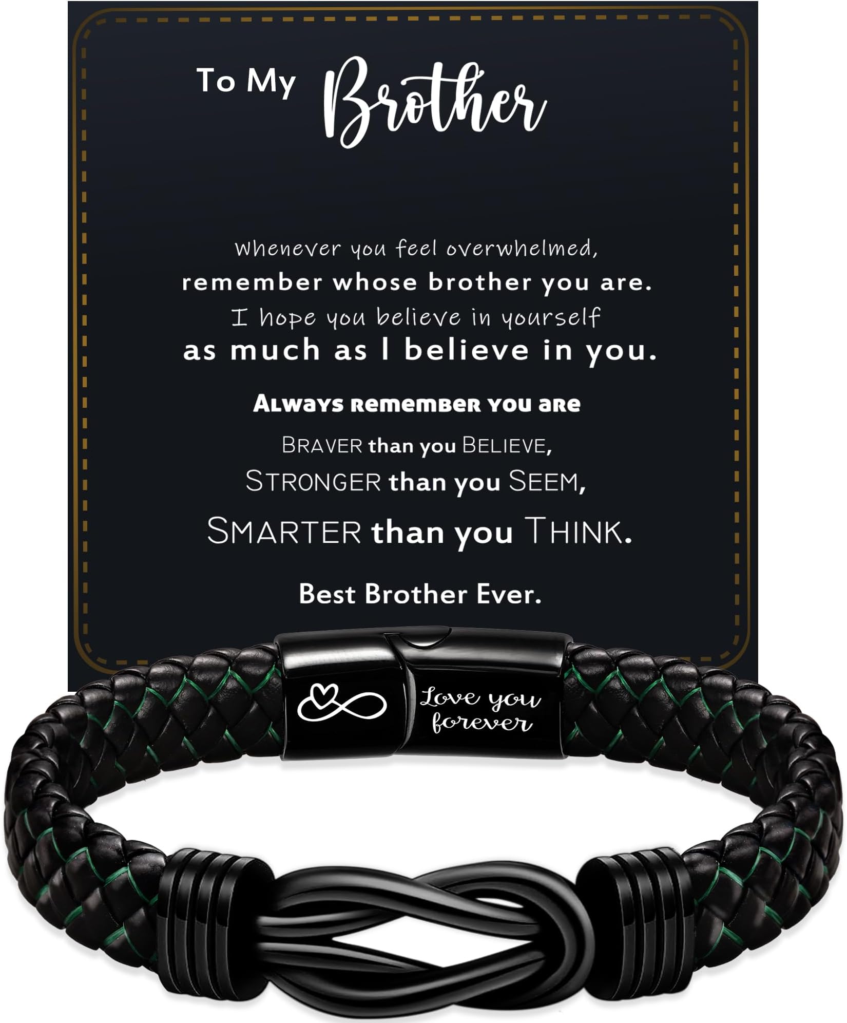 Gifts for Dad Boyfriend Son Grandson Husband Brother Leather Bracelet for Men Inspirational Dad Gifts for Fathers Day Infinity Bracelet for Men I Love You Gifts for Him Granduation Jewelry