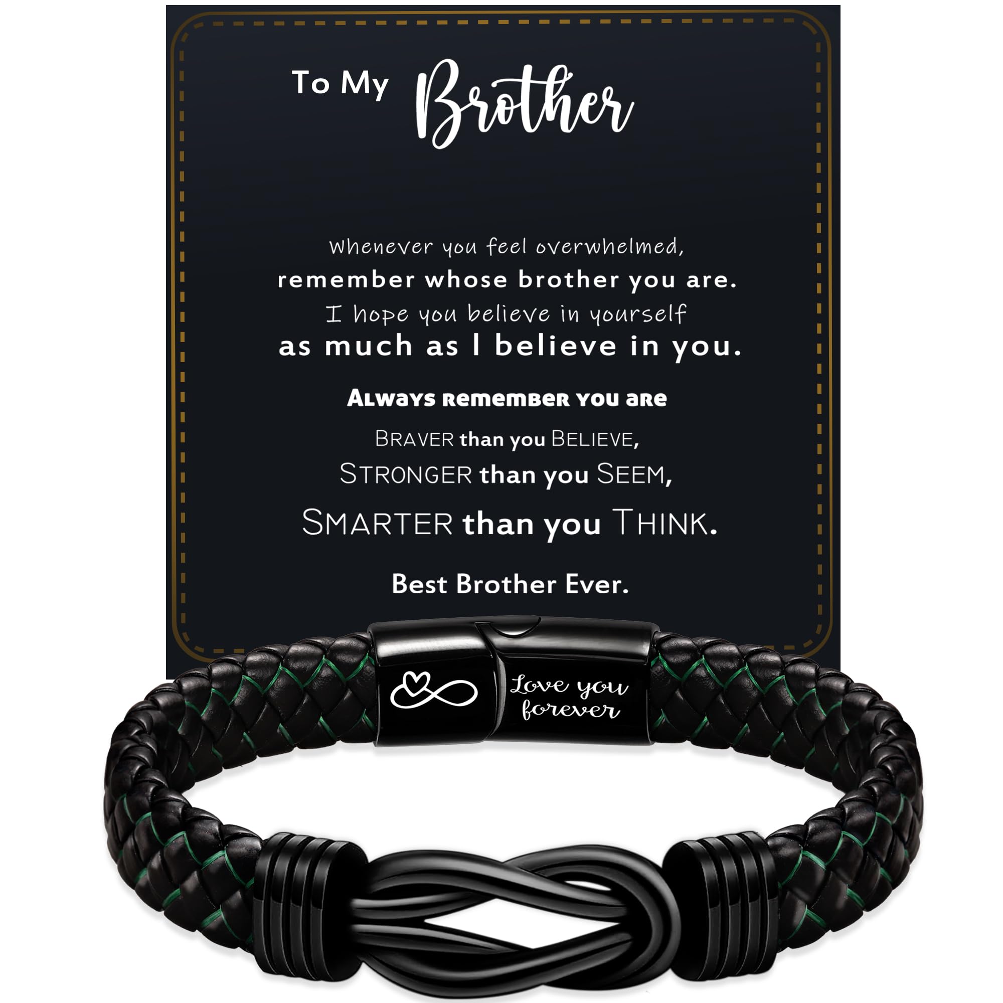 Gifts for Dad Boyfriend Son Grandson Husband Brother Leather Bracelet for Men Inspirational Dad Gifts for Fathers Day Infinity Bracelet for Men I Love You Gifts for Him Granduation Jewelry