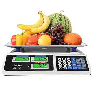 88lb 40kg Price Computing Scale Digital Price Computing Scale with Stainless Steel Large Platform Weight Food Kitchen Scale