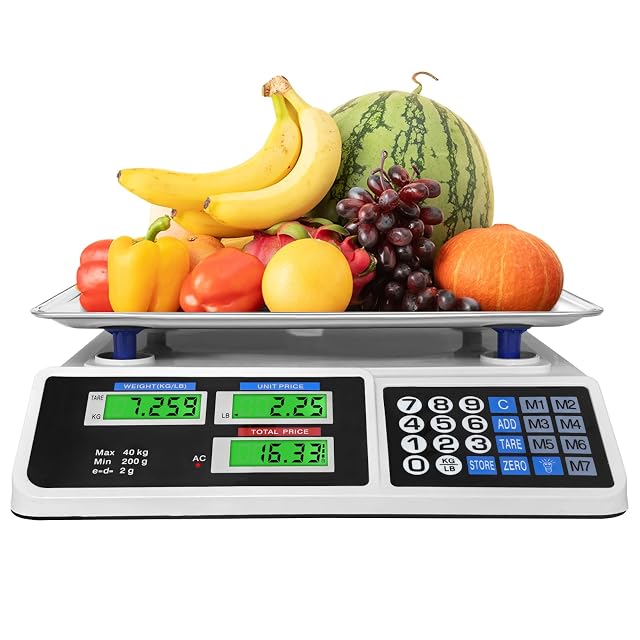 88lb 40kg Price Computing Scale Digital Price Computing Scale with Stainless Steel Large Platform Weight Food Kitchen Scale