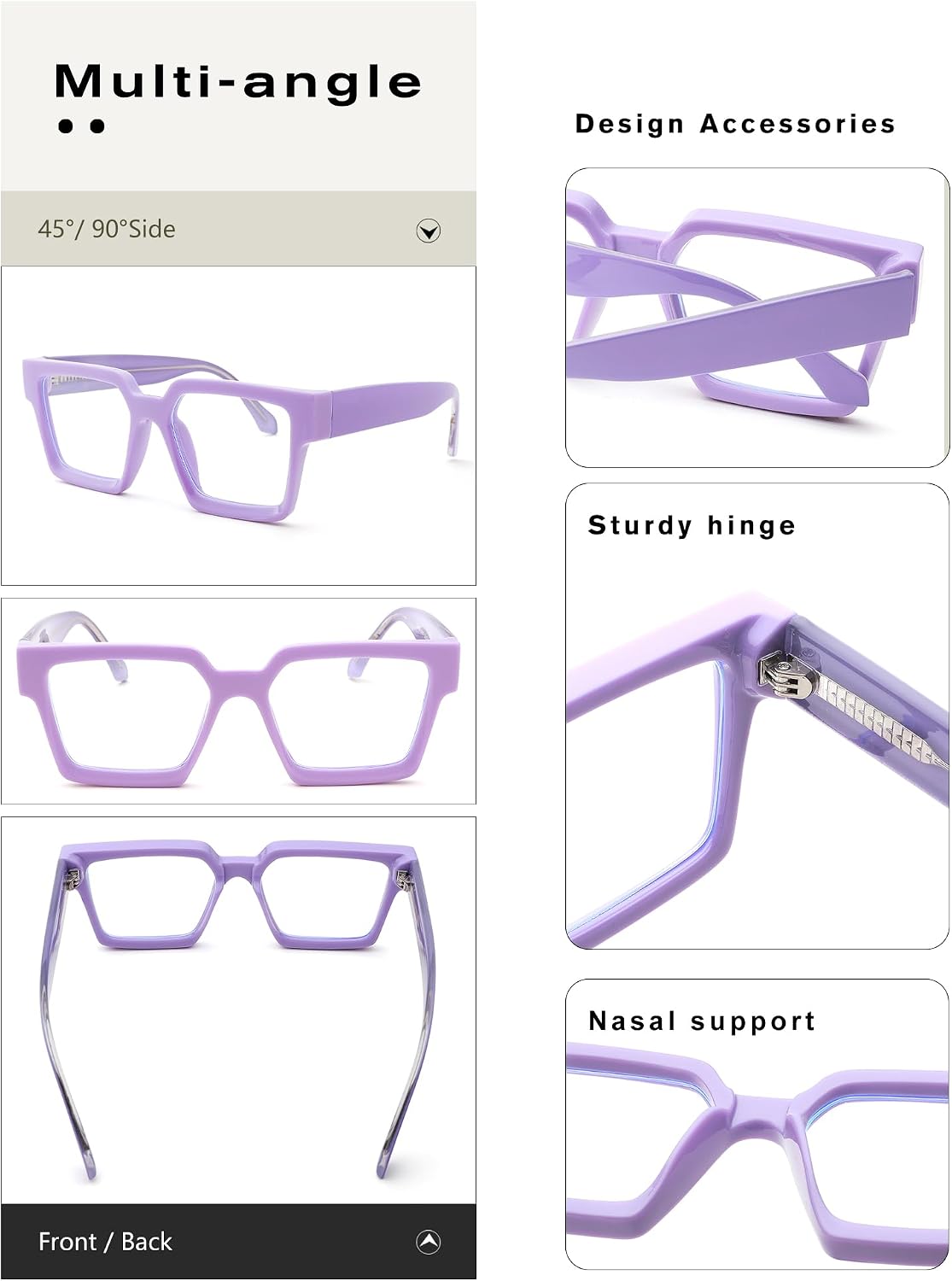 Pro Acme Oversized Square Blue Light Glasses for Men Women Fashion Rectangular Big Thick Frame UV400 Fake Eyewear