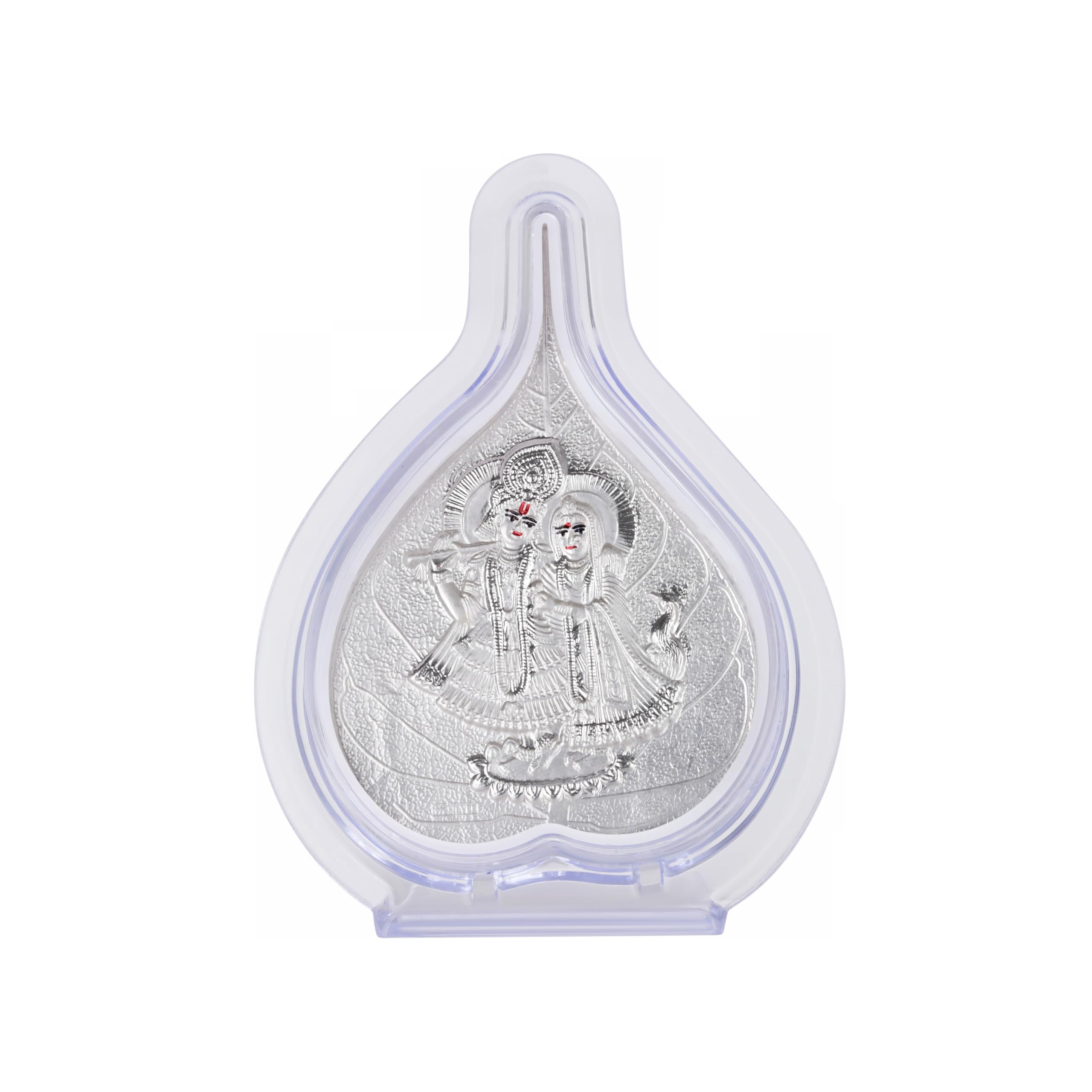 BHAGWATIJEWELS 999 Pure Silver Radhakrishna Paan Stand | Pooja Pan for Home Temple, Office & Hall Decor | Luxury Spiritual & Corporate Gift | Tabletop 4.25" x 3" inch