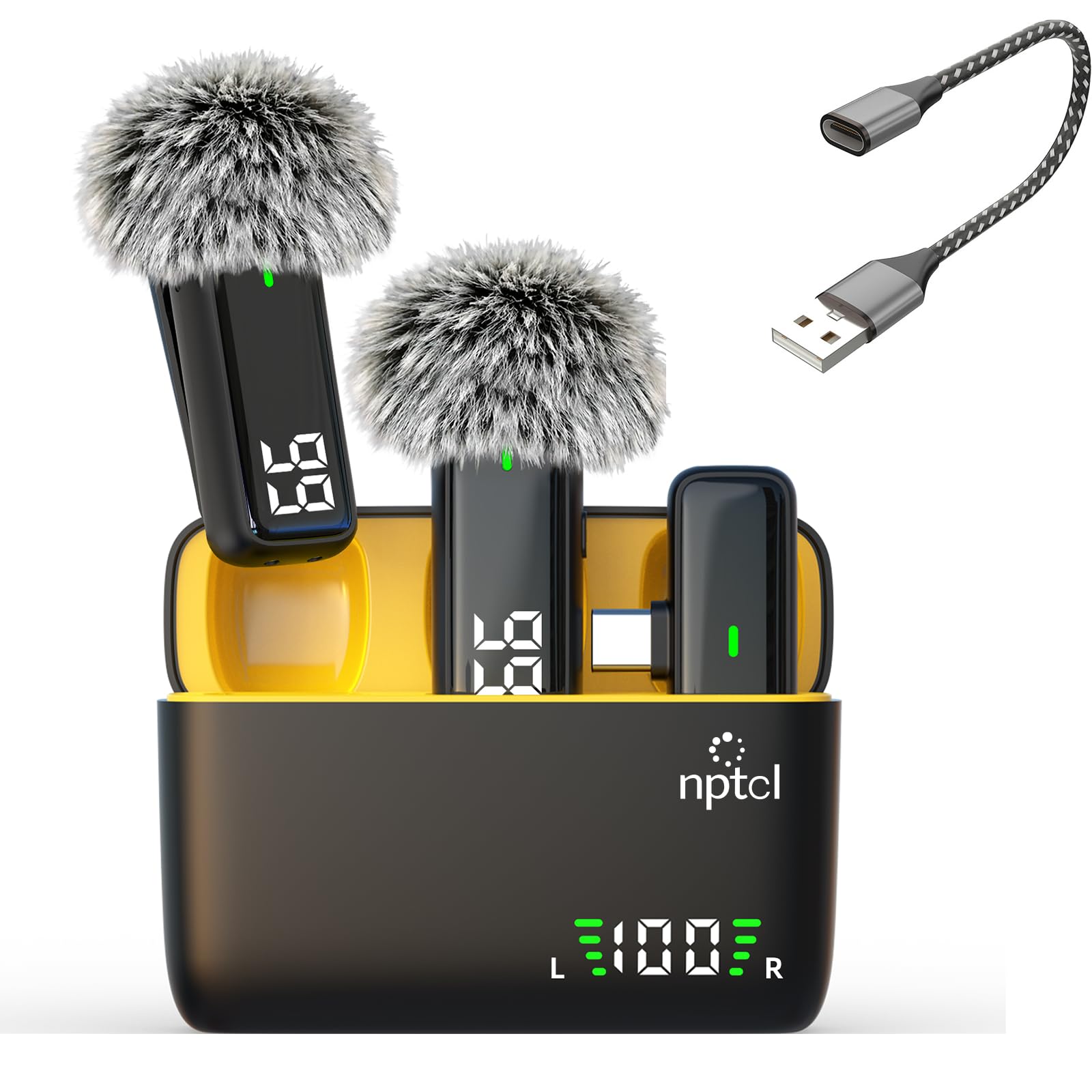 NPTCL Wireless USB Type C Microphone for iPhone 17/15/16 PC Laptop Computer