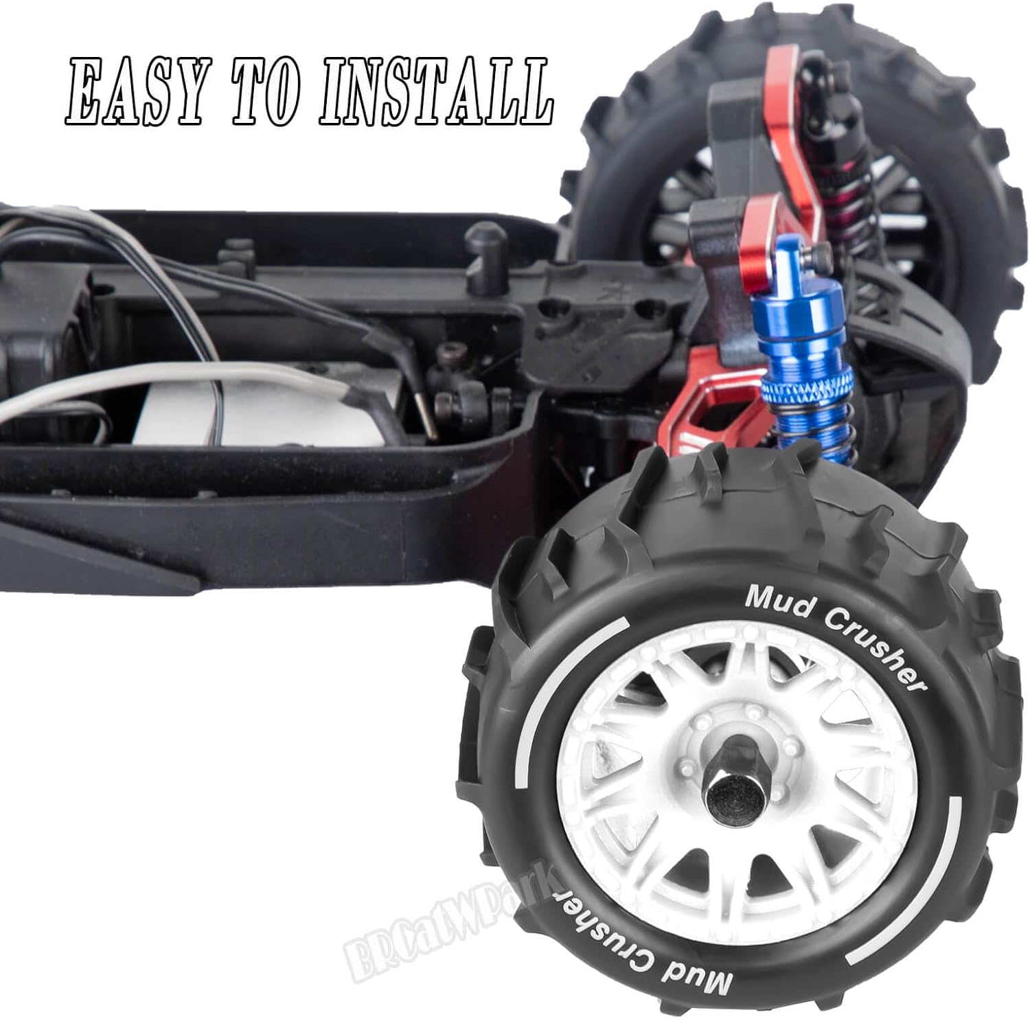 12mm Hex RC Wheel Tires for 1/18 Granite/ 1/18 Typhon RC Monster Truck Car,4Pcs RC Drift Truck Wheels and Tires for 1/18 Granite/Typhon,Hard Plastic Wheels & Rubber Tires,White