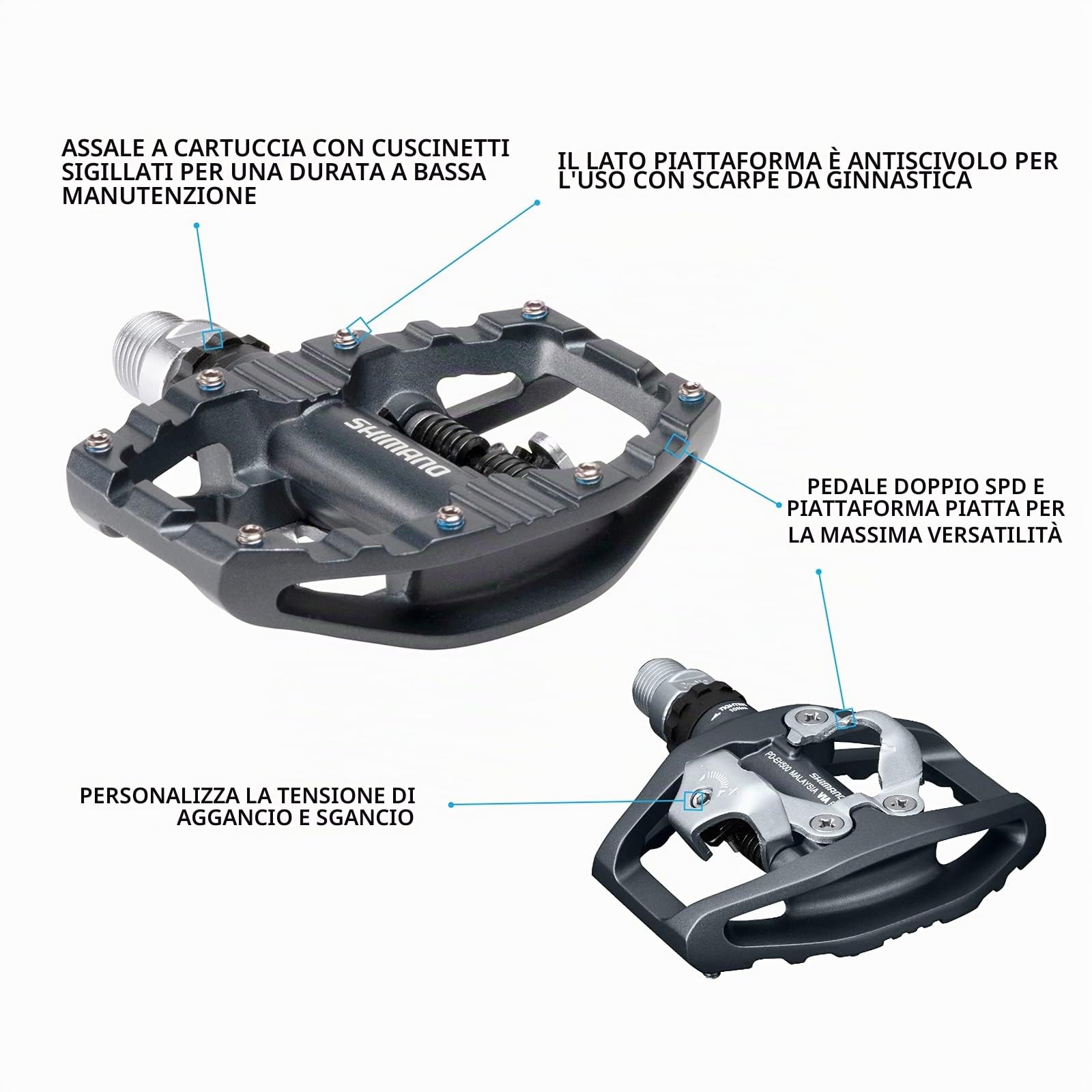 SHIMANO PD-EH500 Pedale bici bifacciale Urban Riding & Cycle Touring